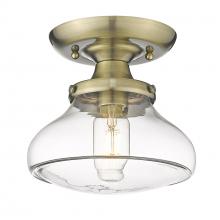  3419-SF AB-CLR - Nash Semi-Flush in Aged Brass with Clear Glass